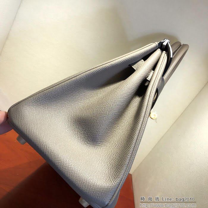 HERMES愛馬仕 鉑金包 Birkin 30cm Epsom M8 Gris Asphalte 瀝青灰 公路灰 金扣 頂級工藝 純手縫蠟線 時尚手提包  Ama1211